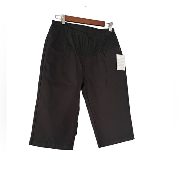NWT Angel Maternity Knee Length Comfortable Cotton Shorts in Black - Picture 5 of 9